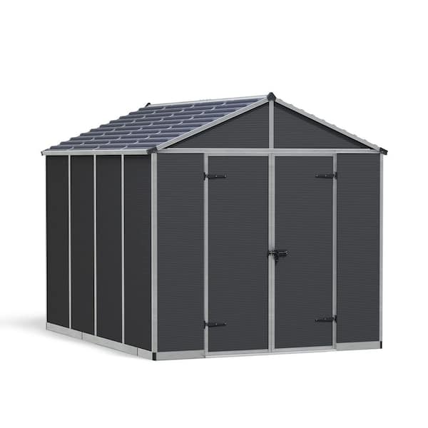 CANOPIA by PALRAM Rubicon 8 ft. x 10 ft. Dark Gray Polycarbonate Garden Storage Shed (77.2 sq. ft.)