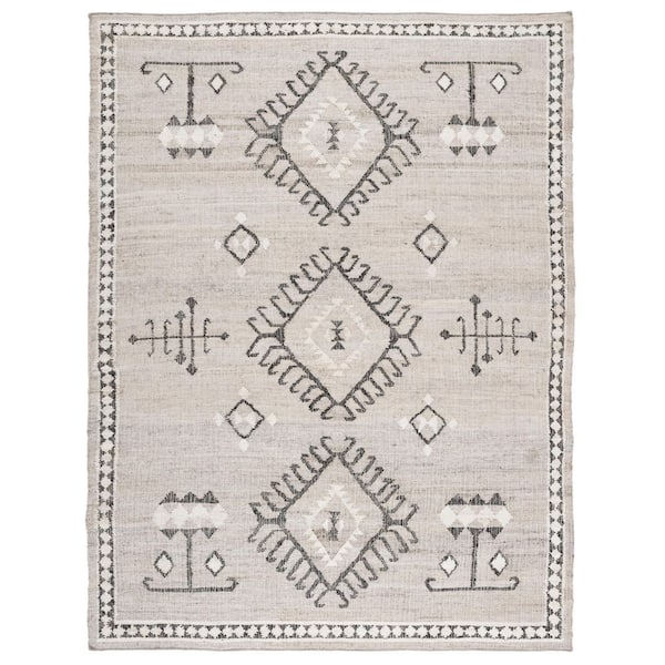 SAFAVIEH Kilim Grey/Black 8 ft. x 10 ft. Native American Border Area ...