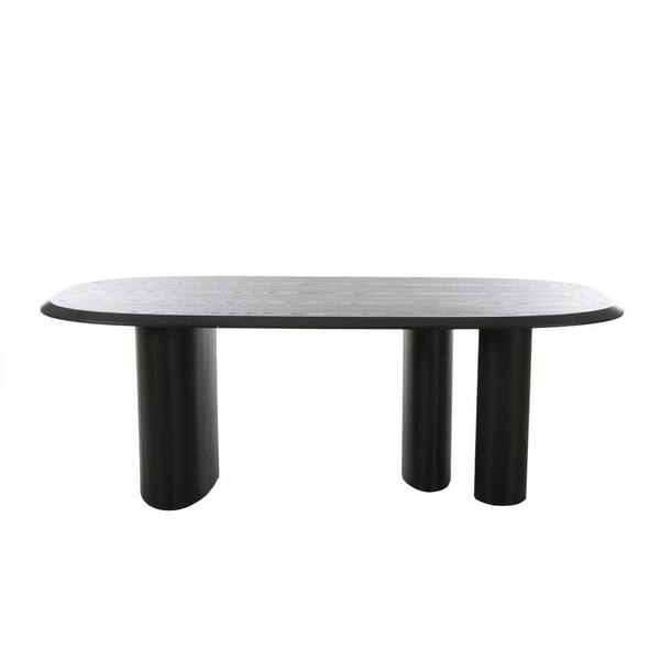Summit Modern Black Wood 87 in. 3 Legs Dining Table Seats 8
