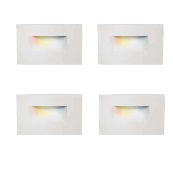 100 Lumens 120-Volt Frosted White Integrated LED Hardwired Deck Light Stair Light WIth 5CCT Selectable 4-Pack