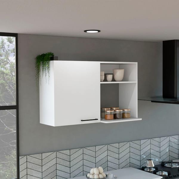 Amucolo 39.37 in. W x 15.75 in. D x 23.62 in. H White Wood Ready to Assemble Wall Kitchen Cabinet