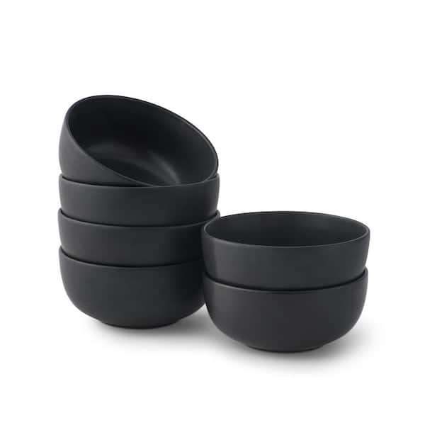 JoyJolt 6-Pieces Stoneware Soup Bowl Set-Matte Black