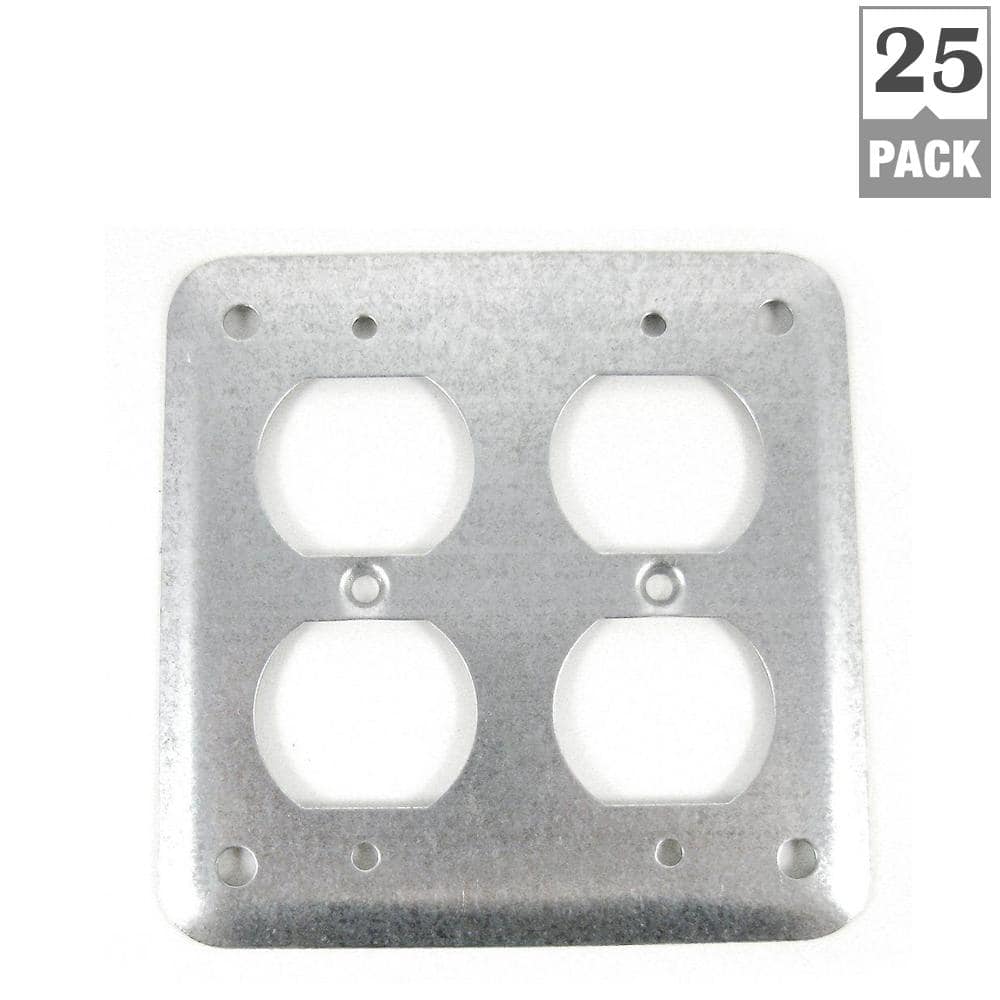 Steel City 2-Gang 4 in. Square Surface Cover for 2-Duplex Receptacle (Case of 25)