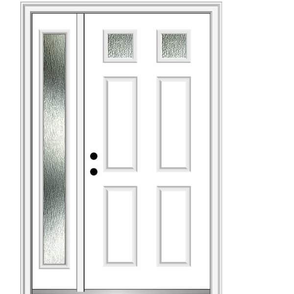 MMI Door 48 in. x 80 in. Right-Hand Inswing Rain Glass Primed Fiberglass Prehung Front Door on 4-9/16 in. Frame