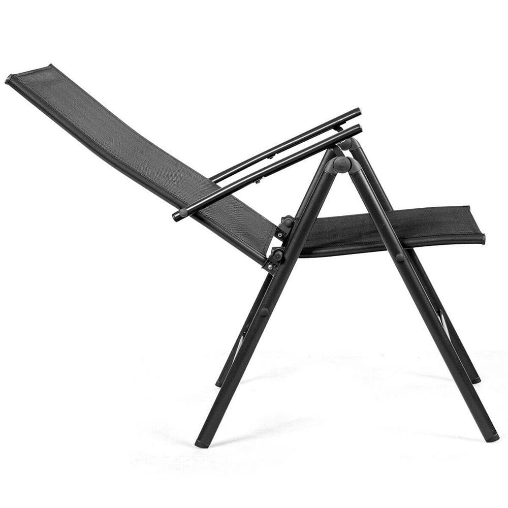 Set of 2 Black Adjustable Folding Patio Dining Chairs