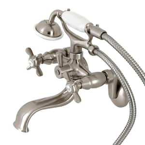 Essex 2-Handle Wall-Mount Clawfoot Tub Faucets with Handshower in Brushed Nickel