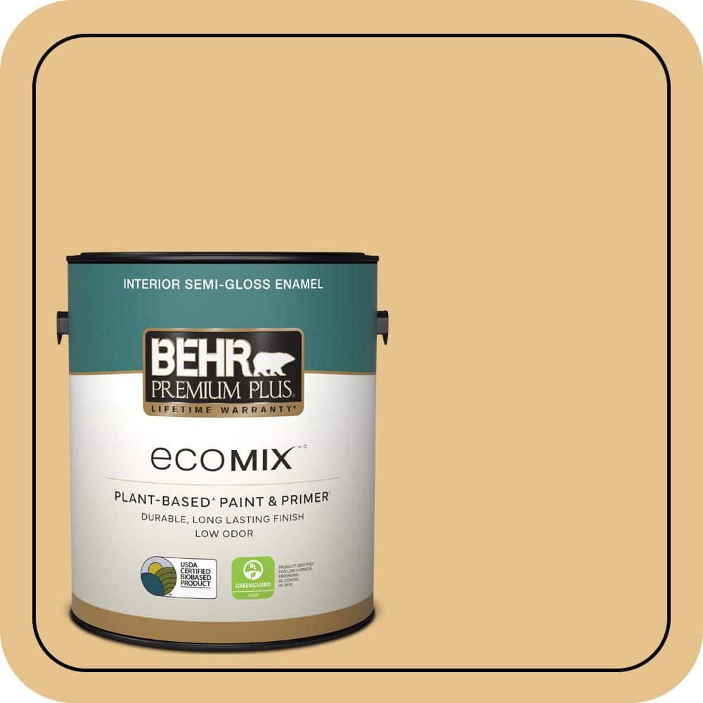 1 gal. #T17-02 Gold Hearted Semi-Gloss Enamel EcoMix Plant-Based Interior Paint & Primer price history on PriceWatchPro