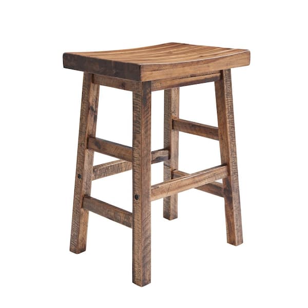 Durango 26 in. H Industrial Wood Counter-Height Bar Stool, Kitchen, Seating, Vintage-Style Saddle Seat