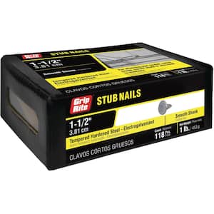 #1 x 1-1/2 in. Electrogalvanized Stub Nails 1 lb. Box