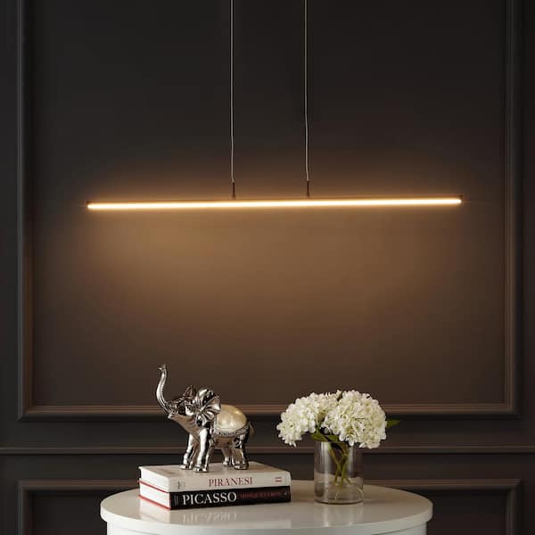 Conley 39.5 in. 1-Light Dark Brown Dimmable Adjustable Integrated LED Metal Linear Pendant Light