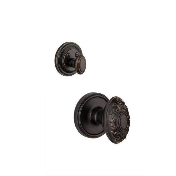 Grandeur Georgetown Single Cylinder Timeless Bronze Combo Pack Keyed Alike with Grande Victorian Knob and Matching Deadbolt
