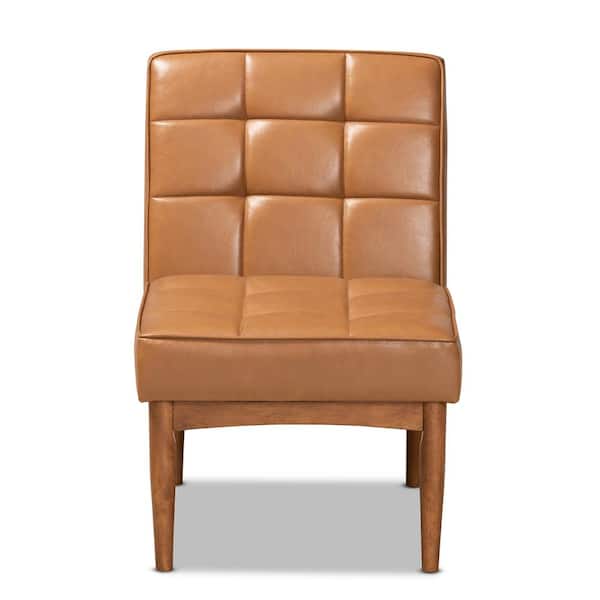 Baxton Studio Sanford Tan and Walnut Brown Dining Chair