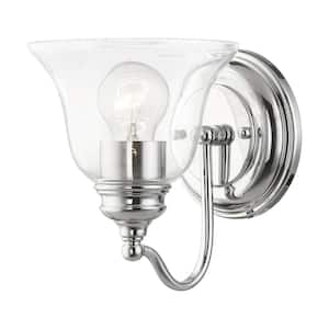 Crestridge 6.25 in. 1-Light Polished Chrome Wall Sconce with Clear Glass