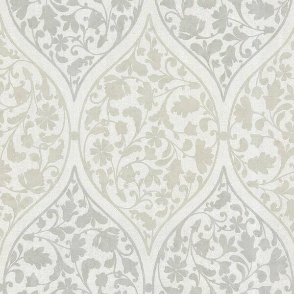 Beacon House Adelaide Light Green Ogee Floral Paper Strippable Roll Wallpaper (Covers 56 sq. ft.)