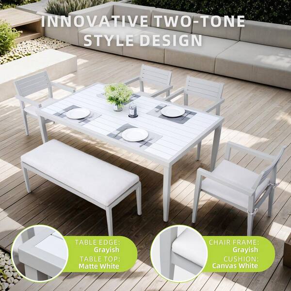 Daheat Outdoor Patio Aluminum Dining Set with 4 Dining