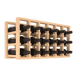 Natural Unstained Pine 18-Bottle 6-Column 3-Row Countertop Wine Rack