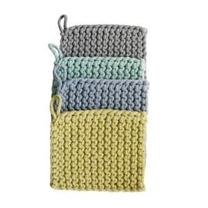 Cotton Crocheted Square Potholders in Multicolor (Set of 4)