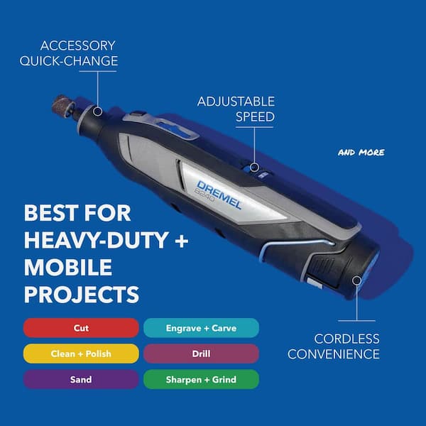 8240 12V Li-Ion 2-Amp Variable Speed Cordless Rotary Tool Kit with Battery, Charger, 5-Accessories and Storage Bag