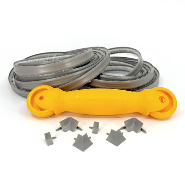 InstaTrim 1/2 in. x 20 ft. Gray PVC Self-Adhesive Flexible Caulk Trim Molding Applicator Tool and Corners