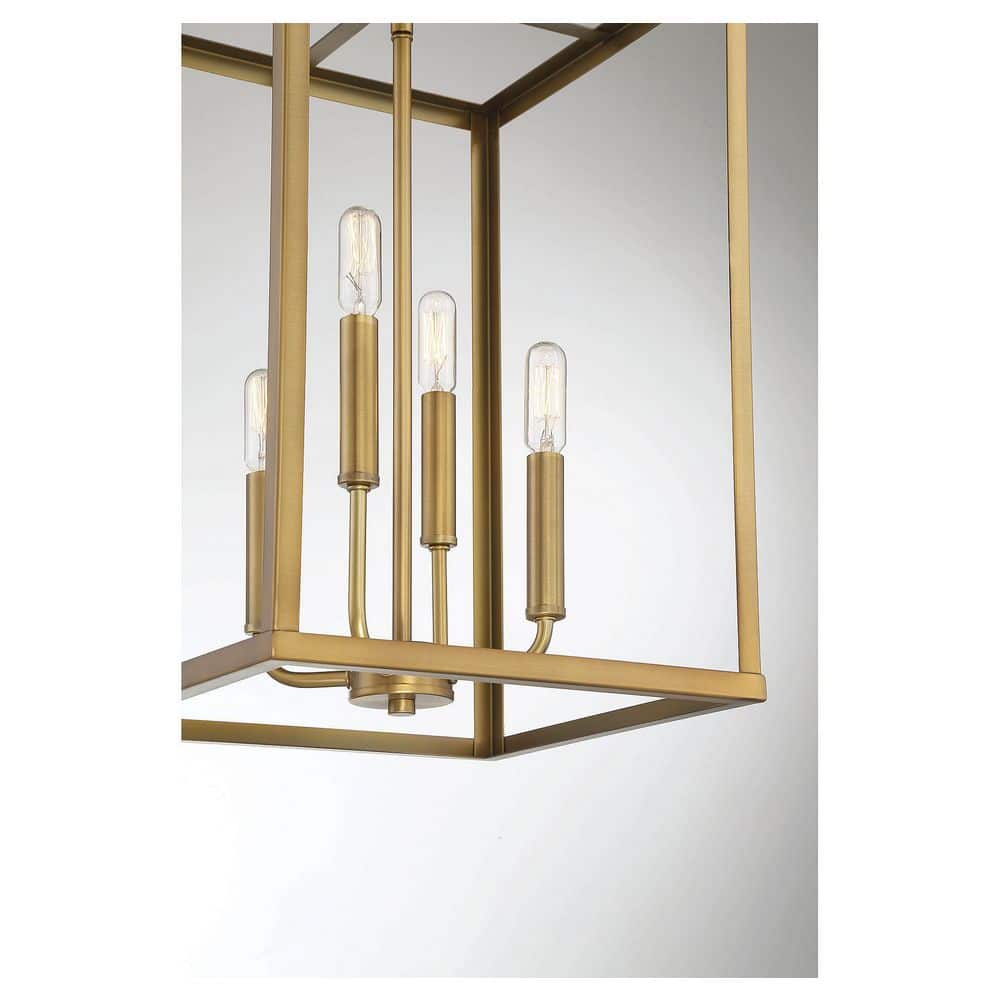 Meridian 18" Natural Brass 4-Light Geometric Pendant