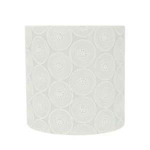 8 in. x 8 in. White with Circled Floral Design Drum, Cylinder Lamp Shade