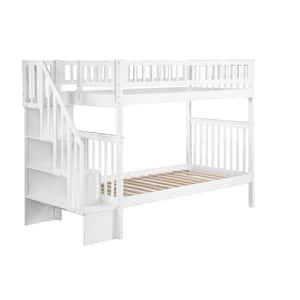 Woodland Staircase Bunk Bed Twin over Twin in White