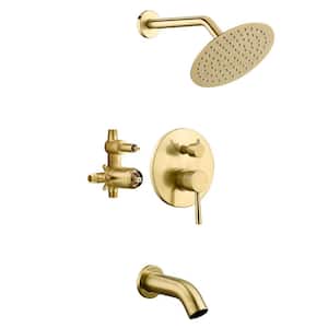 1-Handle 1-Spray Tub and Shower Faucet 1.8 GPM in Brushed Gold (Valve Included)