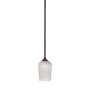 Clevelend 100-Watt 1-Light Brown Pendant Mini Pendant Light with Silver Textured Glass Shade and Light Bulb Not Included