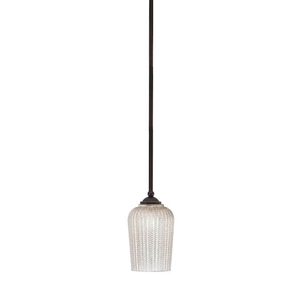 Unbranded Clevelend 100-Watt 1-Light Brown Pendant Mini Pendant Light with Silver Textured Glass Shade and Light Bulb Not Included