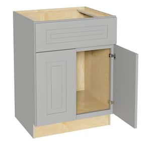 Grayson Pearl Gray Painted Plywood Shaker Assembled Sink Base Kitchen Cabinet Soft Close 24 in W x 24 in D x 34.5 in H