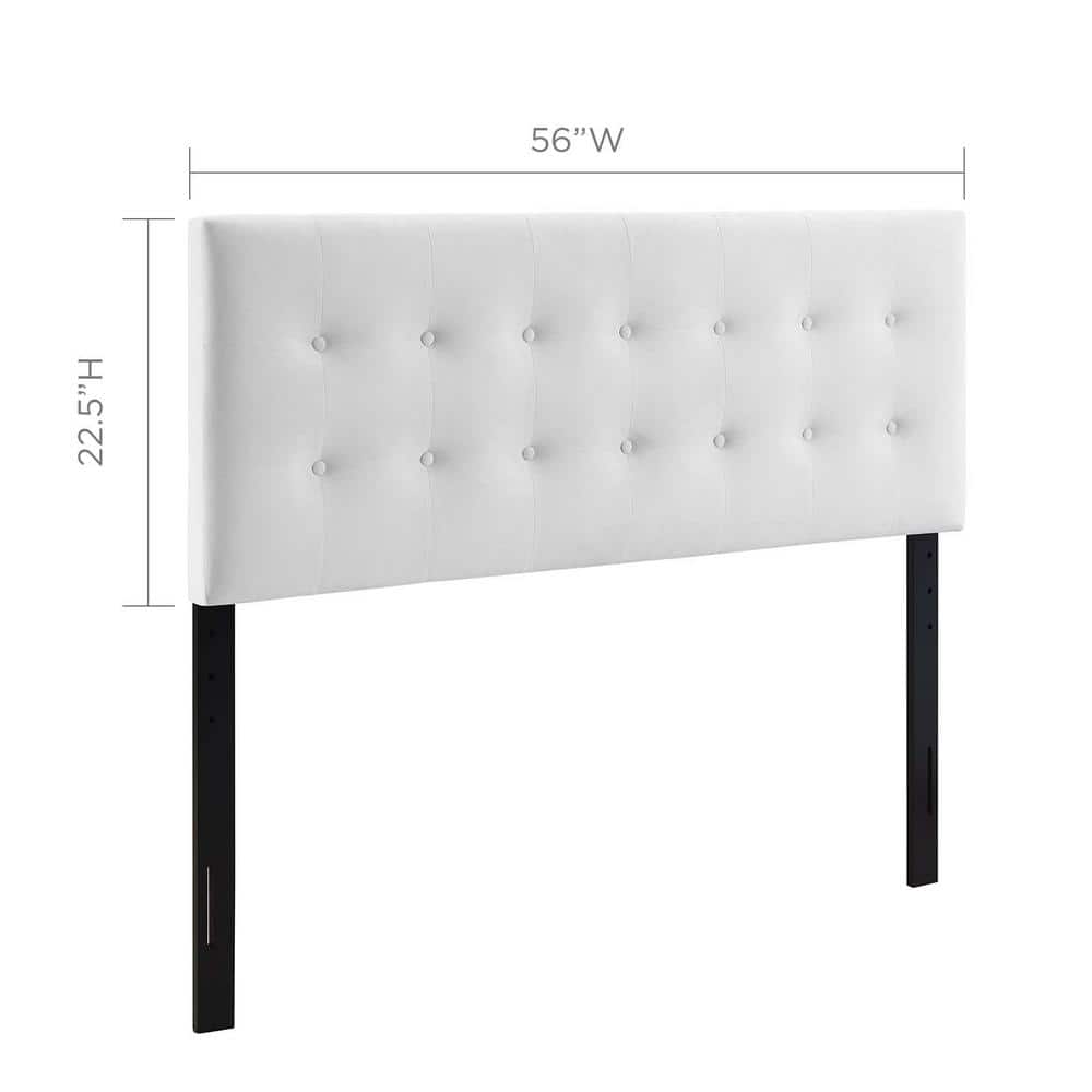 Emily White Faux Leather Tufted Full Headboard
