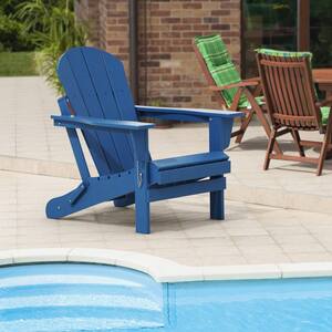 Navy Blue Folding Adirondack Chair (Set of 1)