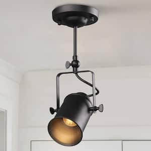 Rustic Black Linear Metal Track Light Modern Classic 1-Light Minimalist Drum Industrial Semi Flush Mount Lights