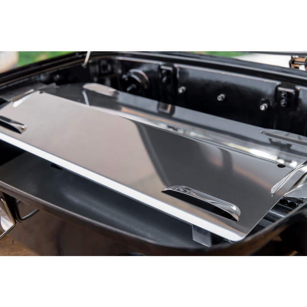 Compact Black Steel Propane Gas Tabletop Grill with Smoker