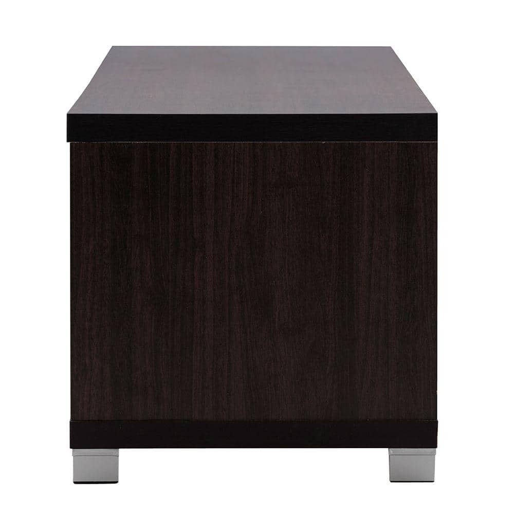 Beasley 70" Dark Brown Engineered Wood TV Cabinet with Sliding Doors