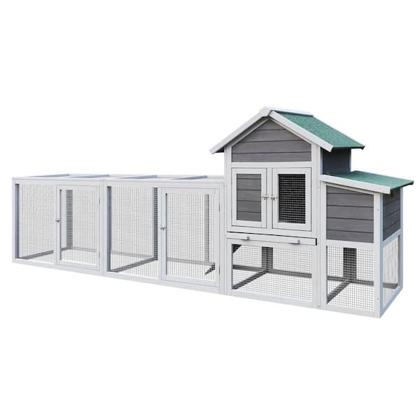 122 in. Chicken Coop Extra Large Chicken House Hen House Rust Proof Metal Wire Poultry Cage with Nesting Boxes Perches