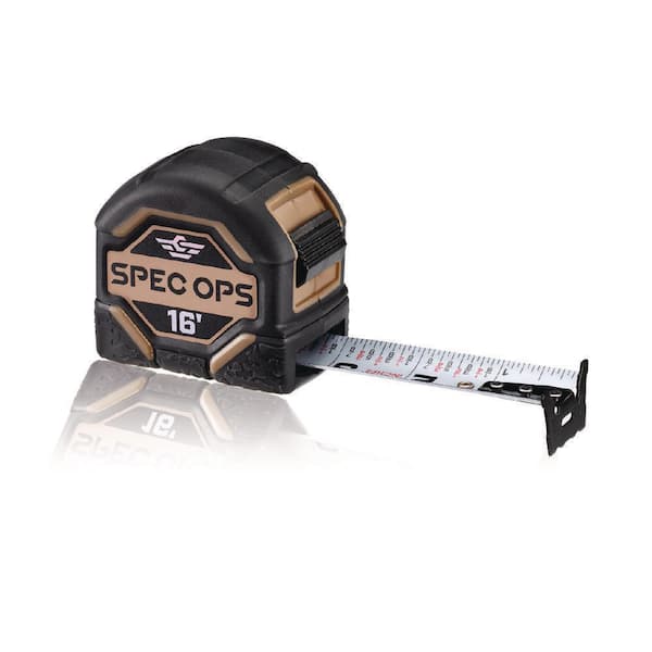 SPEC OPS 16 ft. Tape Measure, 1 1/4 in. W Double-Sided Printed Blade, Military-Grade Composite Case, Mil-X Coated Blade
