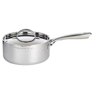 Hammered Tri-Ply Stainless Steel 3qt Saucepan with SS Lid, 8 in.