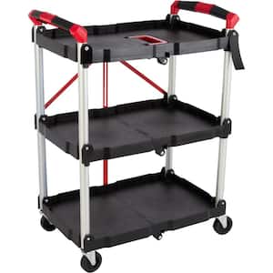 Tool Cart - 15.25 in. W - Multi-Use Portable and Lightweight Folding Service Cart with 50 lbs. Capacity Per Shelf