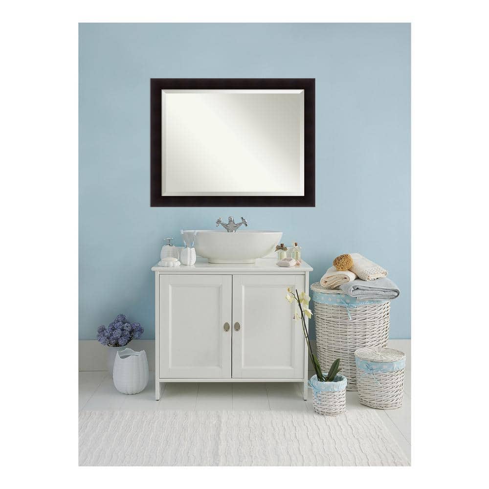 Portico Espresso 45.5 in. x 35.5 in. Beveled Rectangle Wood Framed Bathroom