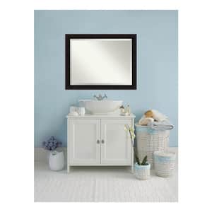 Portico Espresso 45.5 in. x 35.5 in. Beveled Rectangle Wood Framed Bathroom Wall Mirror in Brown