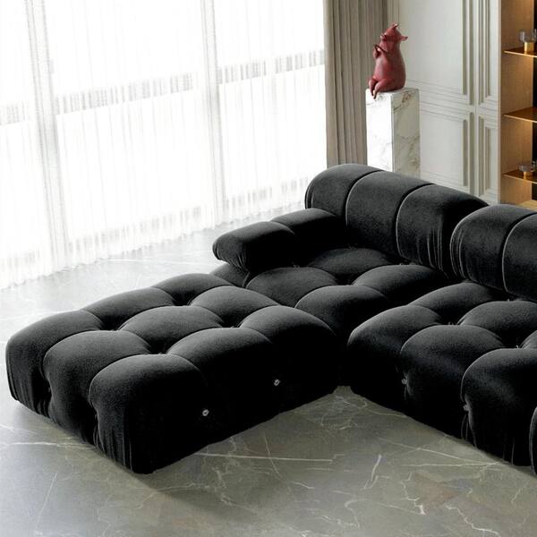 Mobilis 3 pc reversible microfiber suede sectional sofa with ottoman hotsell