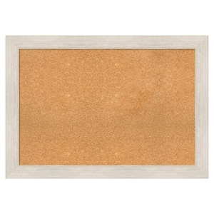 Hardwood Whitewash Wood Framed Natural Corkboard 41 in. x 29 in. Bulletin Board Memo Board