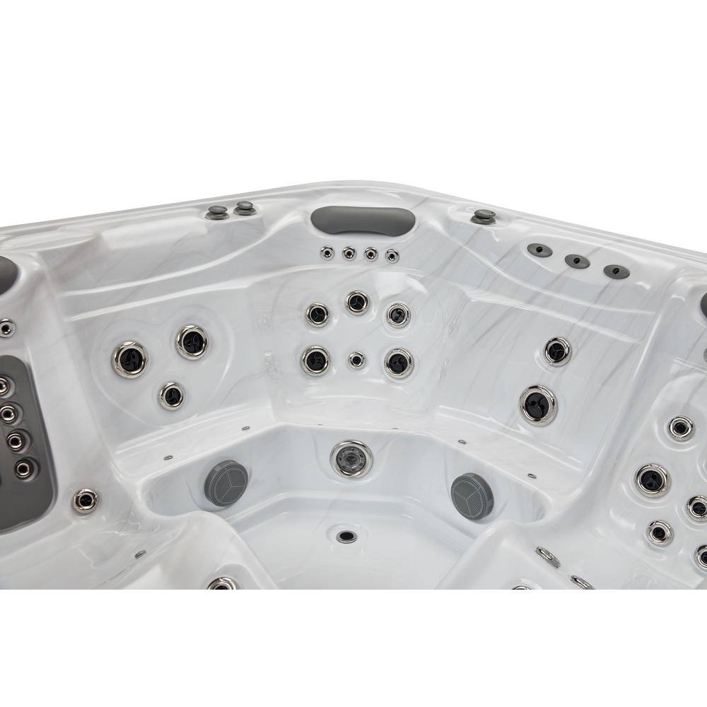Gray and White 5-Person Luxury Hot Tub with Jets and Ozonator