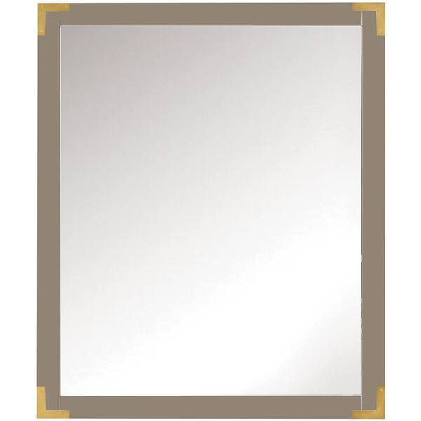 Home Decorators Collection Chatham 36 in. H x 30 in. W Single Framed Mirror in Taupe Grey