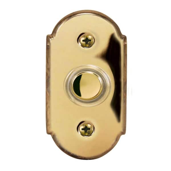 Heath Zenith Wired Halo Lighted Door Bell Push Button, Polished Brass