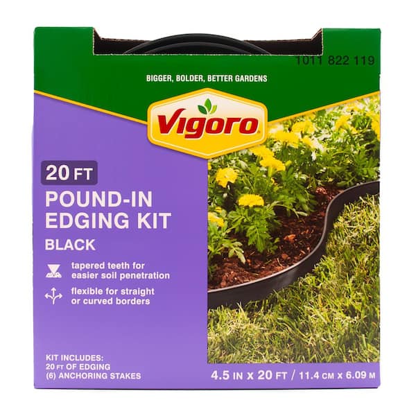 Vigoro 20 ft. L x 4.5 in. H Black Pound In Plastic Edging Kit (2
