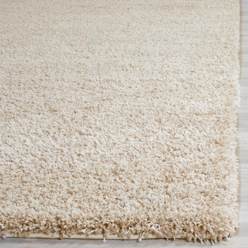 Santa Monica Beige Shag Rug, 4' x 6', Synthetic Blend