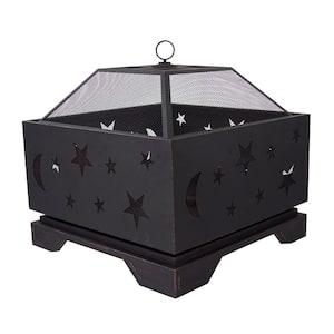 Stargazer Deep Bowl 26 in. x 26 in. Square Steel Wood Fire Pit in Rubbed Bronze