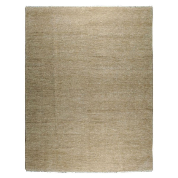 Brown 8 ft. x 10 ft. Hand-Knotted Wool Sandstone Serenity Contemporary Style Rug, Area Rug